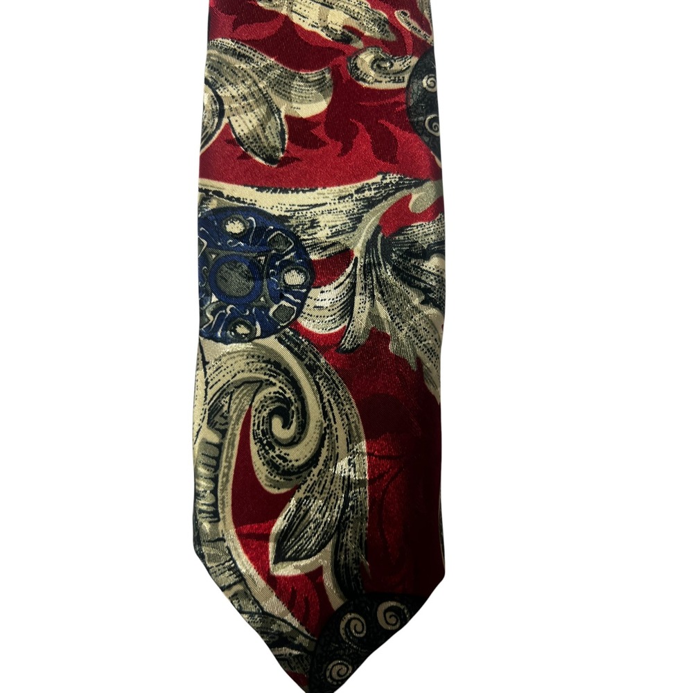 Vintage Regal Necktie Made in USA Red Blue Abstract Paisley Wide Tie Retro 90s
